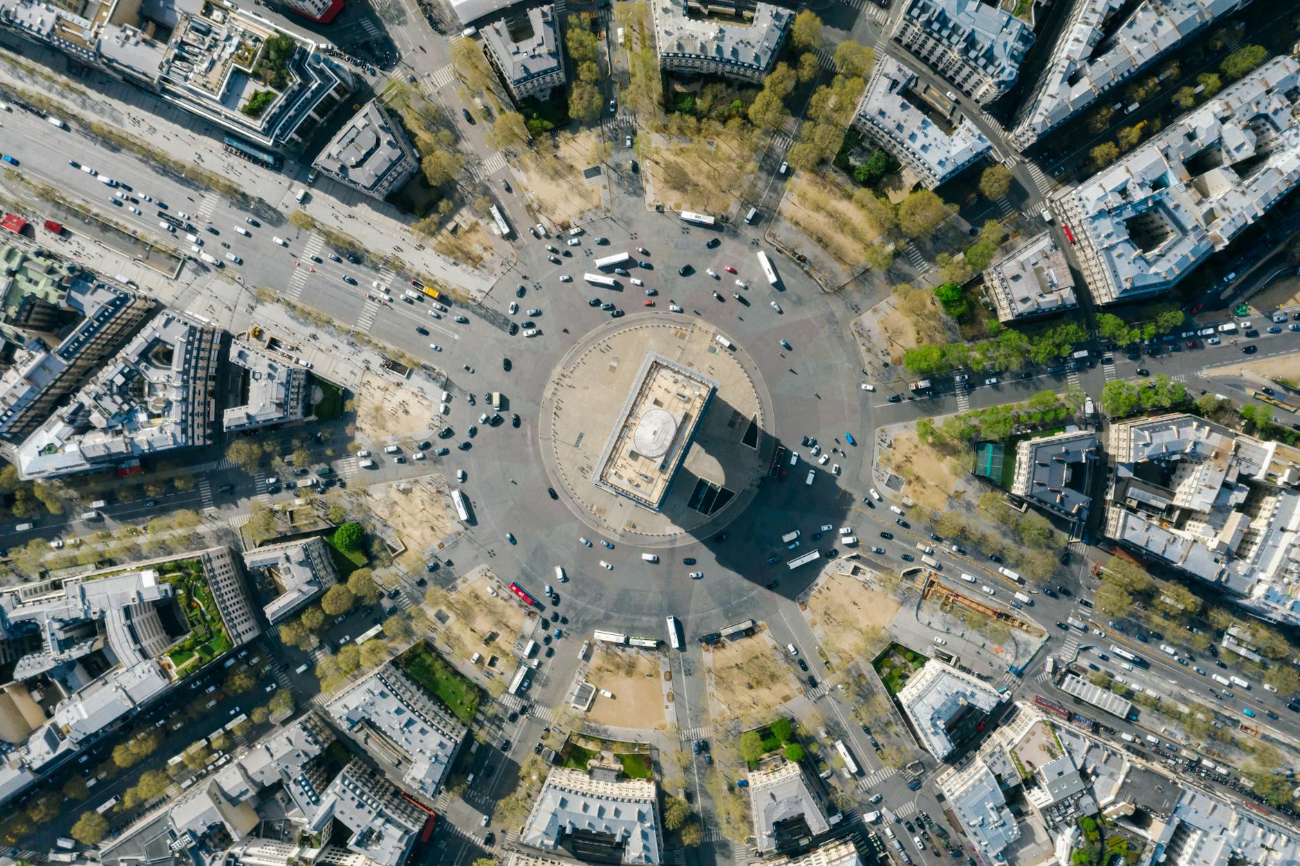 aerial view of city buildings