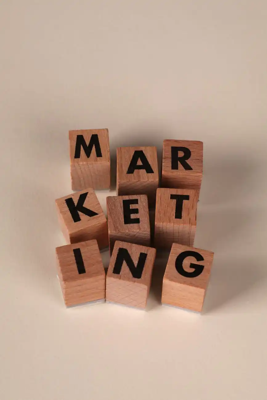 wooden blocks spelling marketing