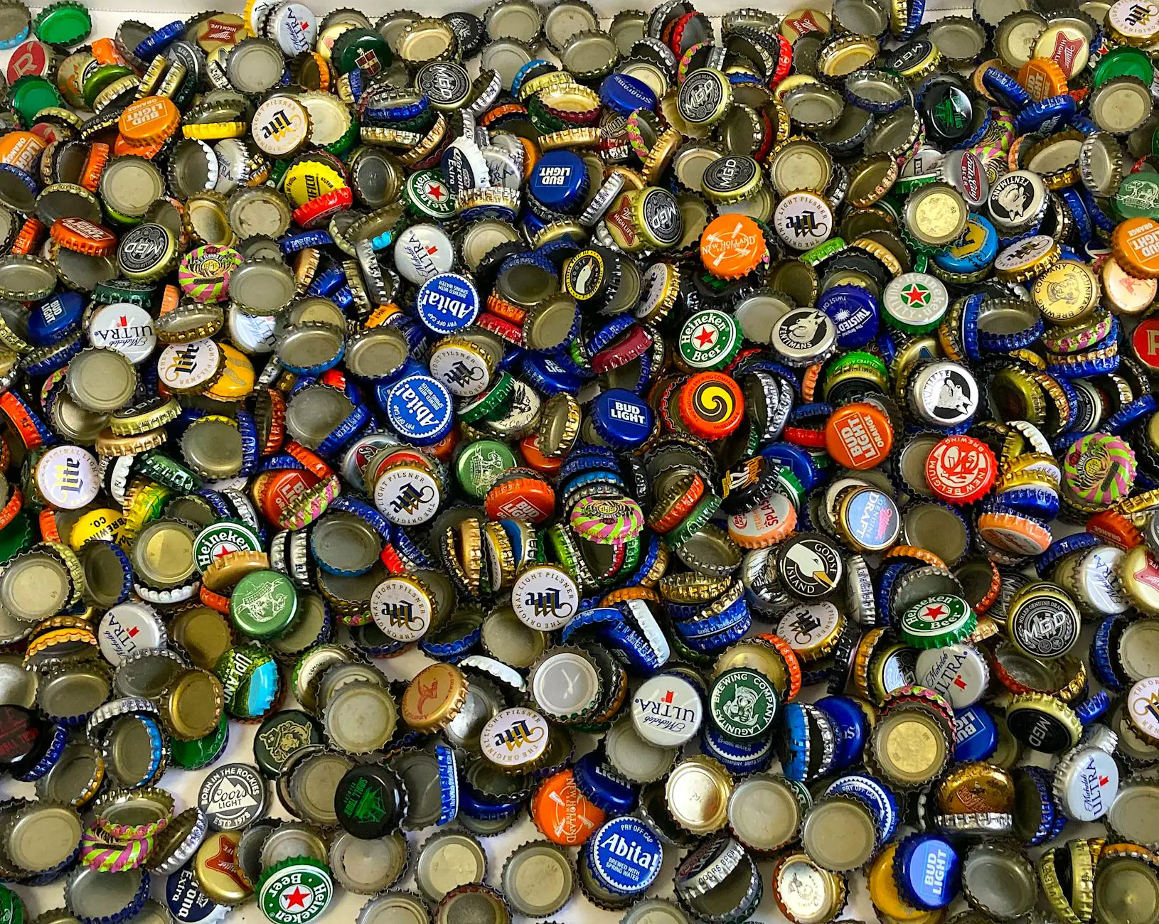 colorful vintage bottle cap collection display